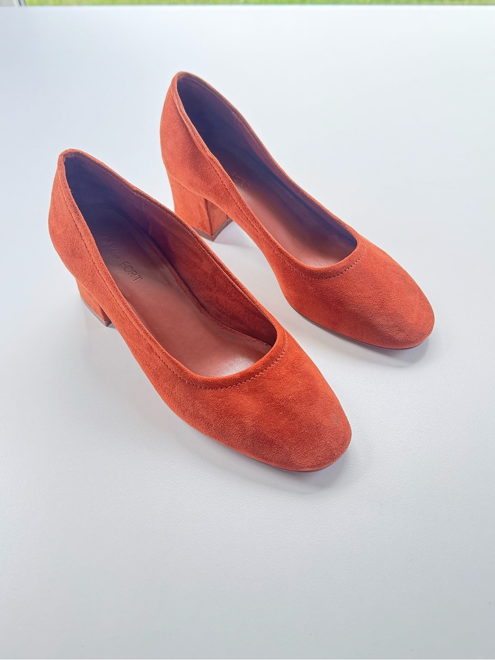 Oak + Fort Rust Suede Block-Heel Pumps